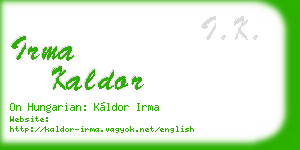 irma kaldor business card