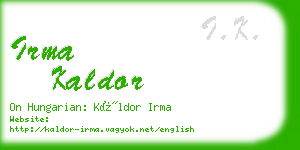 irma kaldor business card